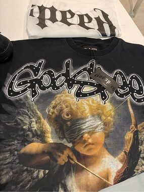 Kids Black Graphic Angel Tee by Godspeed